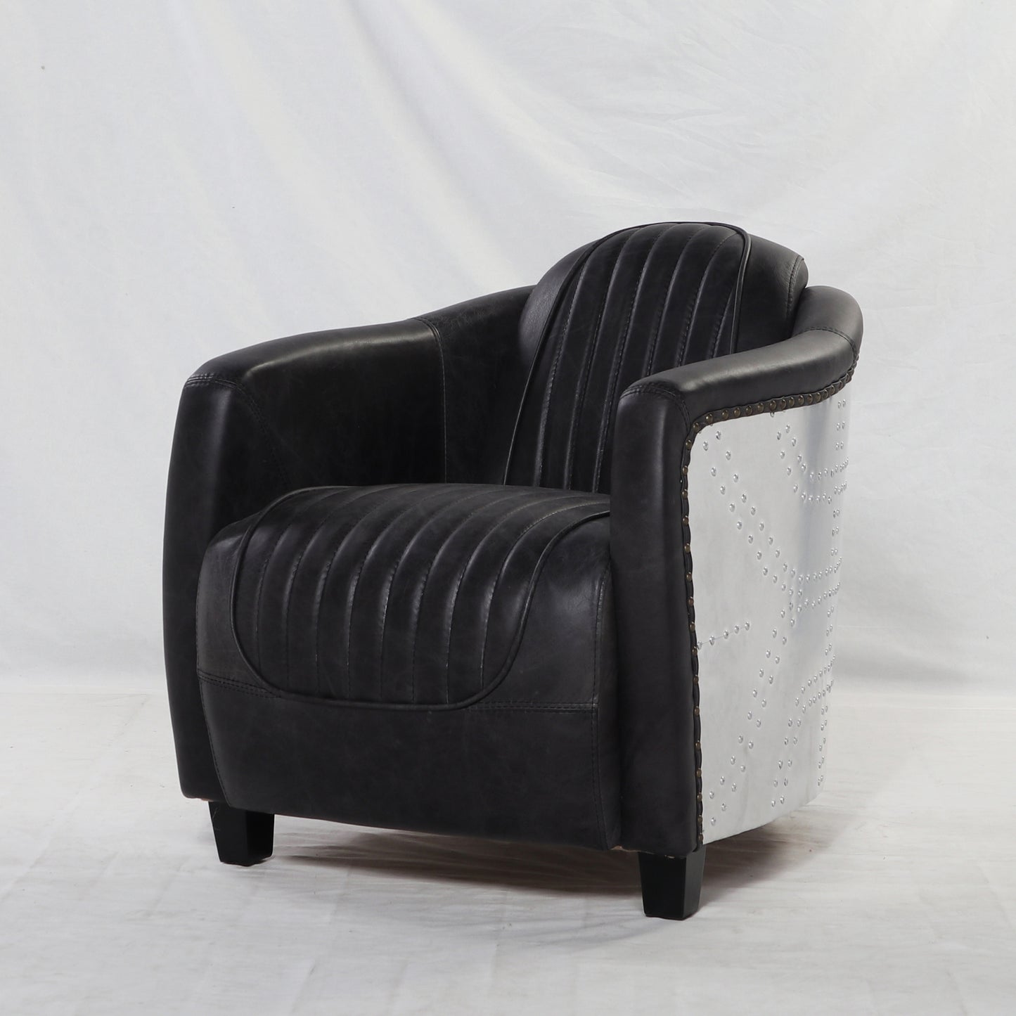 Aviator Tub Chair | Antique Slate (Leather Inner Arm)