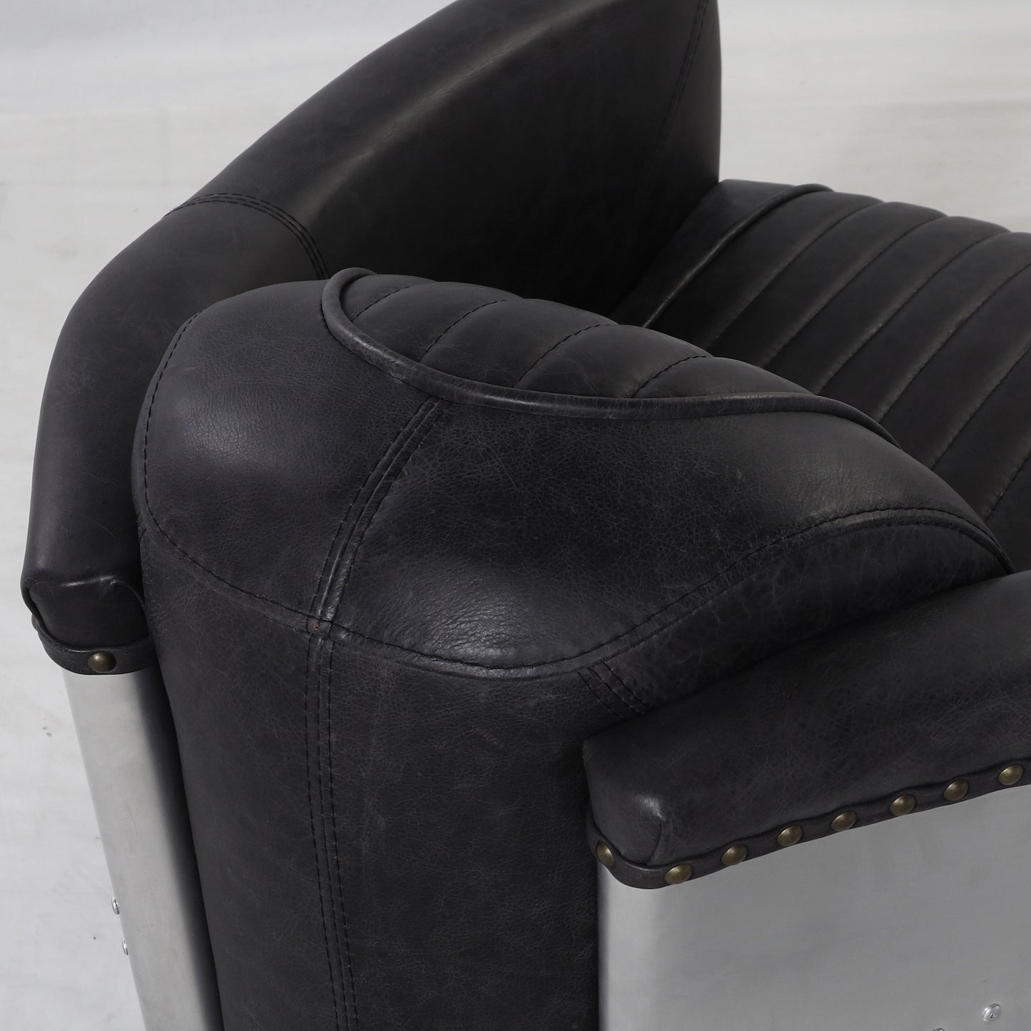 Aviator Tub Chair | Antique Slate (Leather Inner Arm)