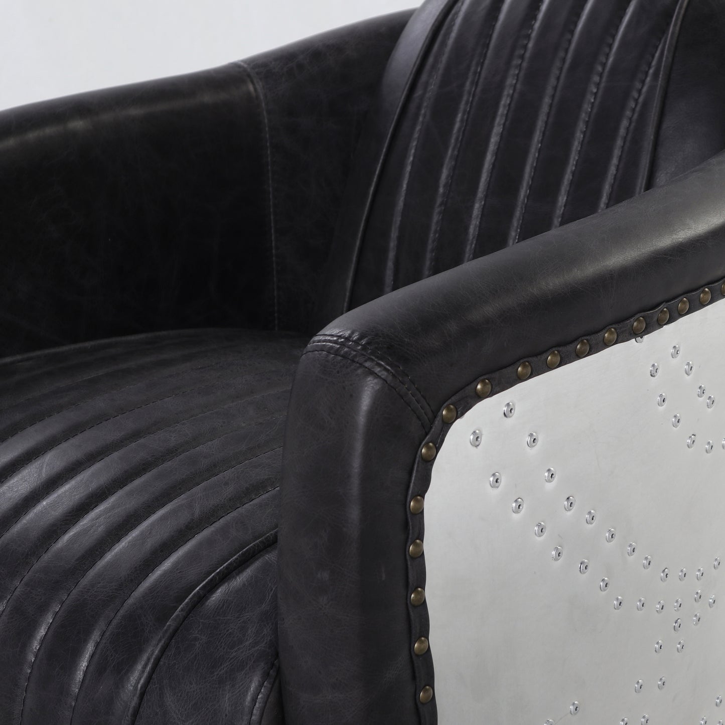 Aviator Tub Chair | Antique Slate (Leather Inner Arm)