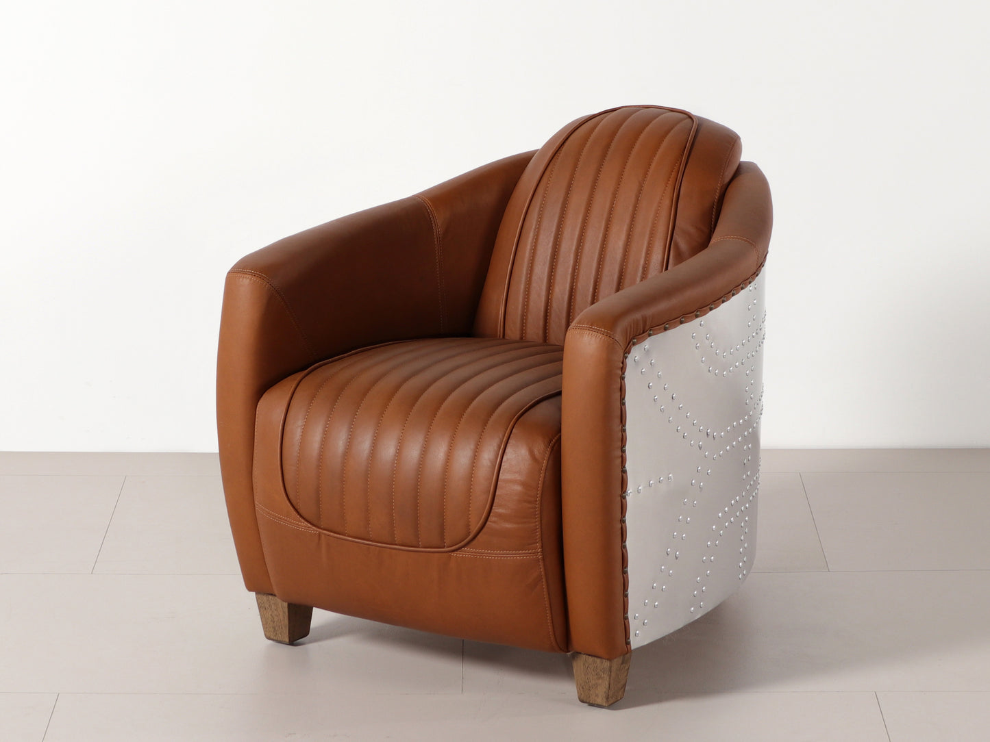 Aviator Tub Chair | Camel (Leather Inner Arm)