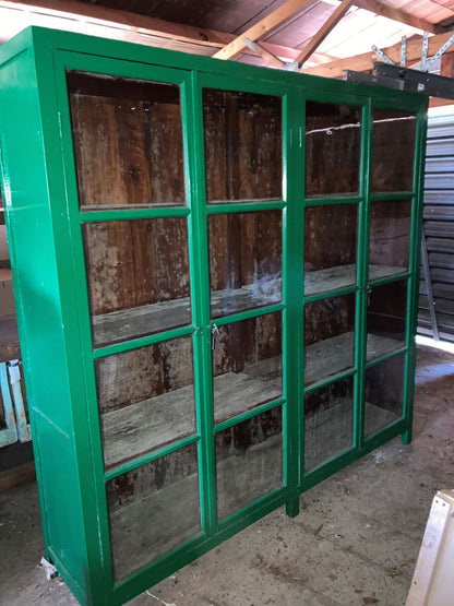 Large Old Green Cabinet | Glass doors.