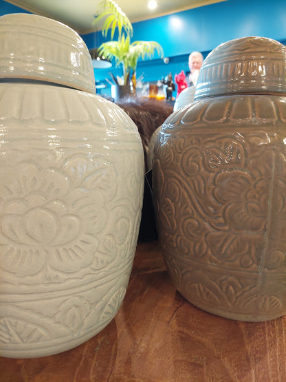 Ceramic Carved Ginger Jar