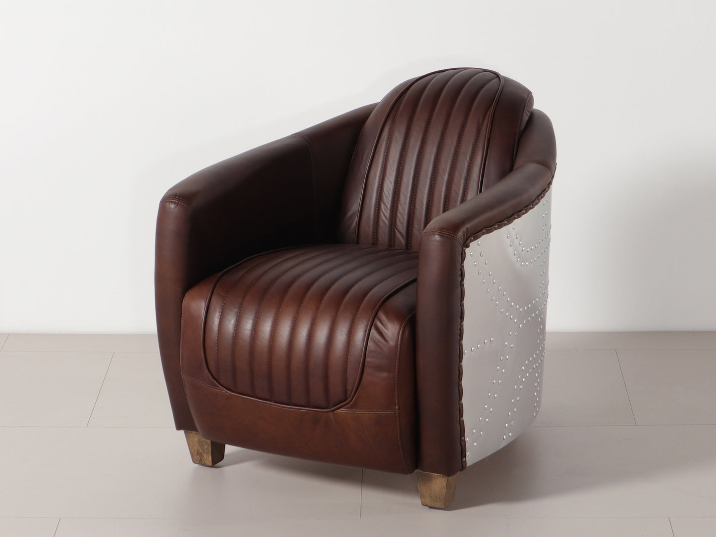 Aviator Tub Chair | Mocha (Leather Inner Arm)