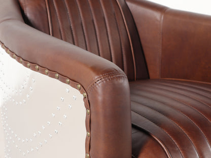 Aviator Tub Chair | Mocha (Leather Inner Arm)