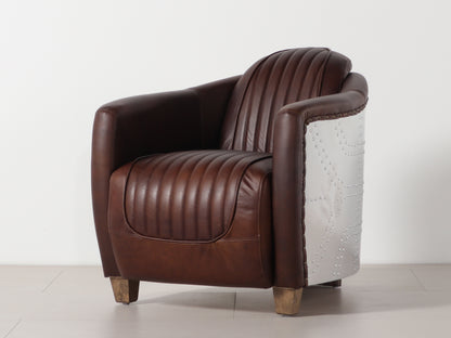 Aviator Tub Chair | Mocha (Leather Inner Arm)